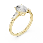 Ethereal Oval Solitaire Ring with Tapered Baguette Accents