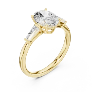Ethereal Oval Solitaire Ring with Tapered Baguette Accents