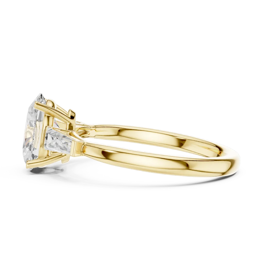 Ethereal Oval Solitaire Ring with Tapered Baguette Accents - Image 4