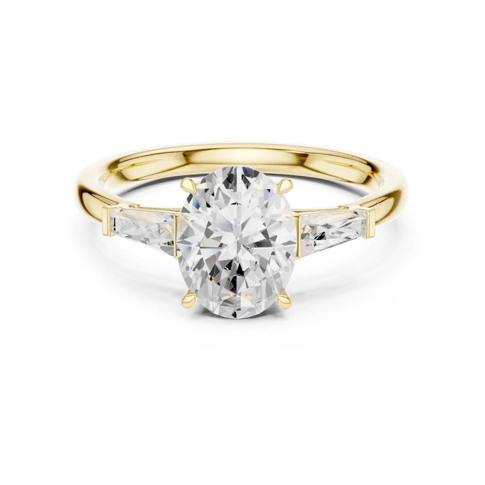Ethereal Oval Solitaire Ring with Tapered Baguette Accents - Image 2