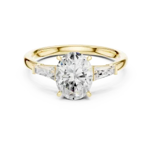 Ethereal Oval Solitaire Ring with Tapered Baguette Accents - Image 2