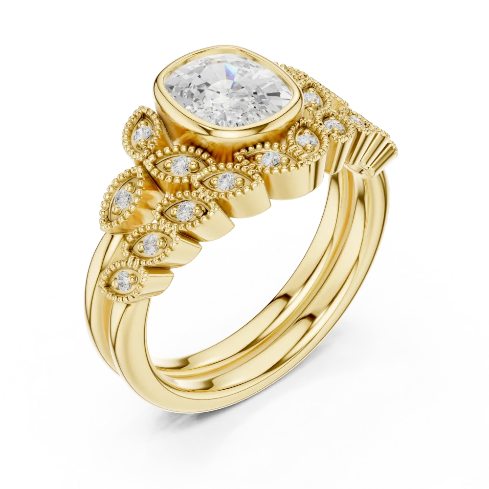 Elevate your style with this radiant cushion-cut Solitaire ring. Featuring pristine DIAMEUR lab-grown diamonds, discover sustainable luxury today.