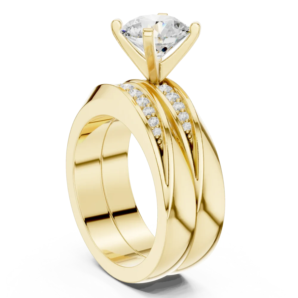 Ethereal Round Brilliant Solitaire Pavé Architect Ring - Image 3
