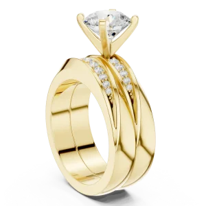 Ethereal Round Brilliant Solitaire Pavé Architect Ring - Image 3
