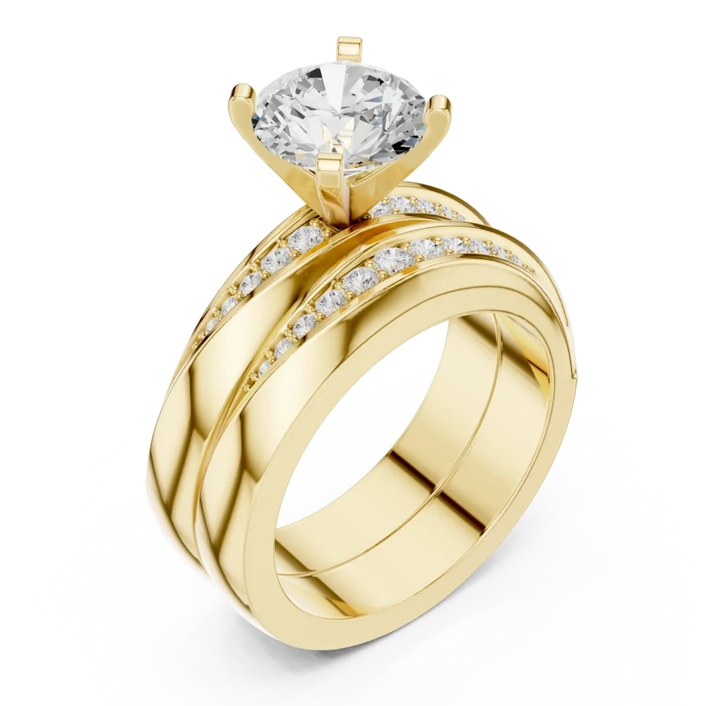 Experience modern luxury with this exquisite Solitaire ring, featuring a brilliant DIAMEUR center stone and pavé accents. Shop this timeless masterpiece now.