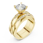 Ethereal Round Brilliant Solitaire Pavé Architect Ring