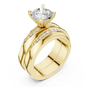 Ethereal Round Brilliant Solitaire Pavé Architect Ring