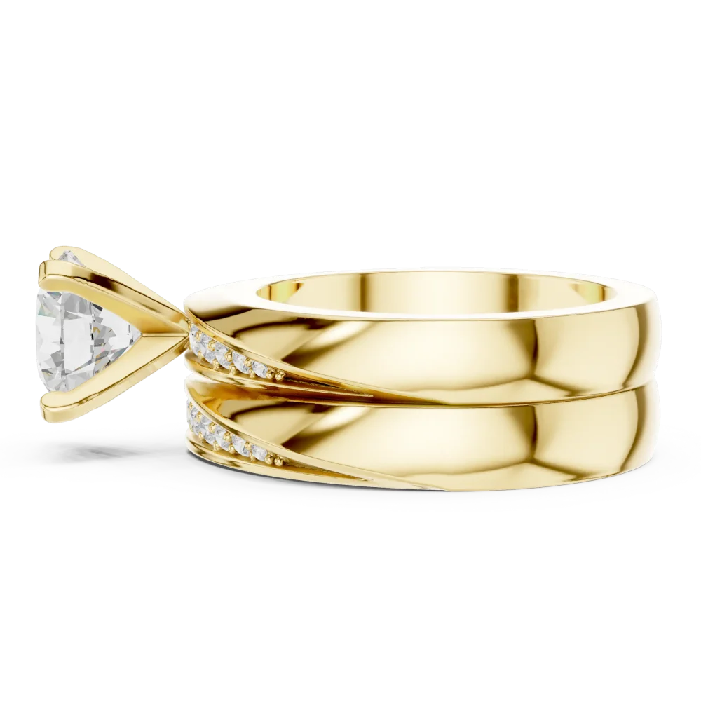 Ethereal Round Brilliant Solitaire Pavé Architect Ring - Image 4
