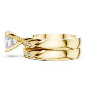 Ethereal Round Brilliant Solitaire Pavé Architect Ring - Image 4