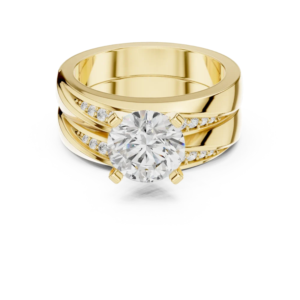 Ethereal Round Brilliant Solitaire Pavé Architect Ring - Image 2