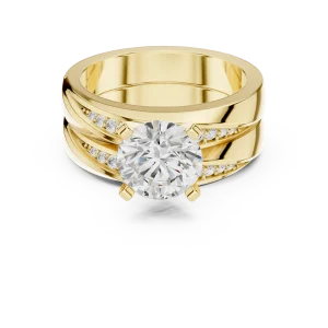 Ethereal Round Brilliant Solitaire Pavé Architect Ring - Image 2