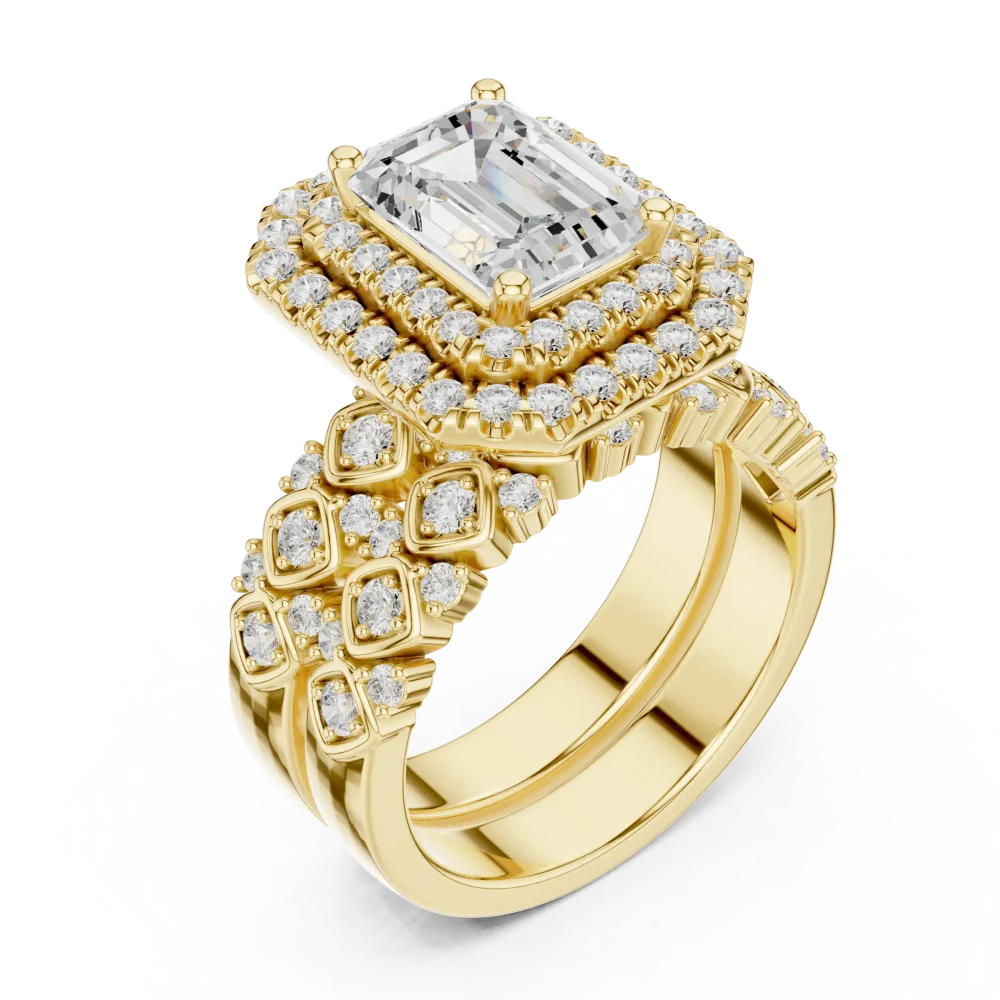 Discover the radiant beauty of our emerald-cut Solitaire ring. Featuring high-brilliance DIAMEUR diamonds, this architectural design defines elegance. Shop now.