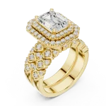 Luminary Emerald Cut Solitaire Geometric Halo Engagement Ring