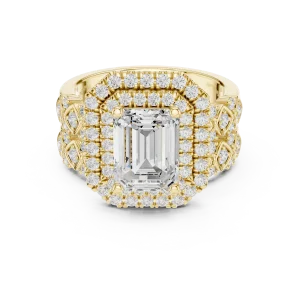 Luminary Emerald Cut Solitaire Geometric Halo Engagement Ring - Image 2