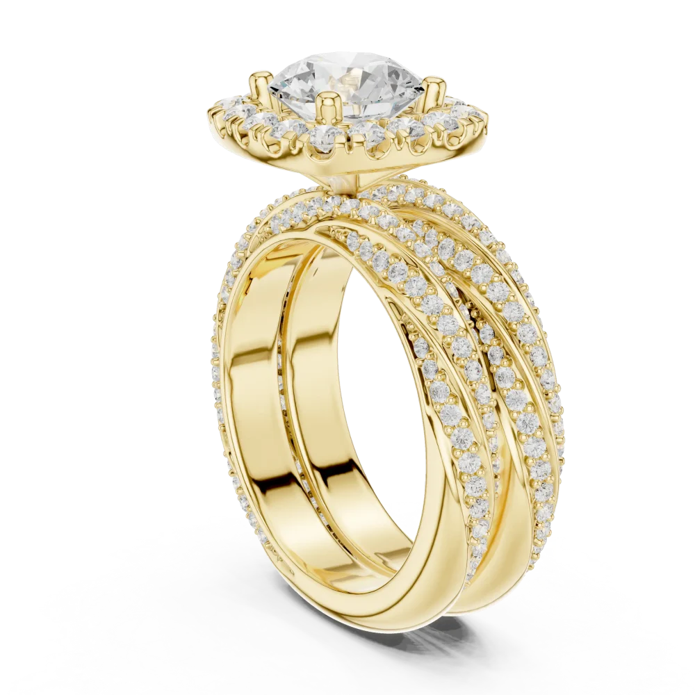 Luminary Round Brilliant Pavé Halo Solitaire Ring - Image 3