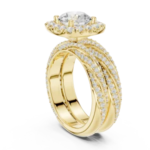 Luminary Round Brilliant Pavé Halo Solitaire Ring - Image 3
