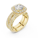 Luminary Round Brilliant Pavé Halo Solitaire Ring