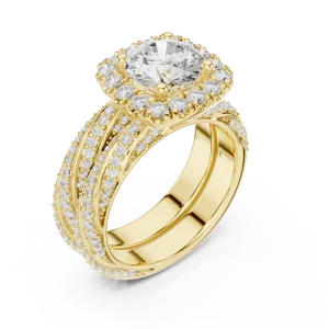 Luminary Round Brilliant Pavé Halo Solitaire Ring