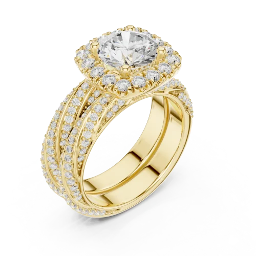 Luminary Round Brilliant Pavé Halo Solitaire Ring