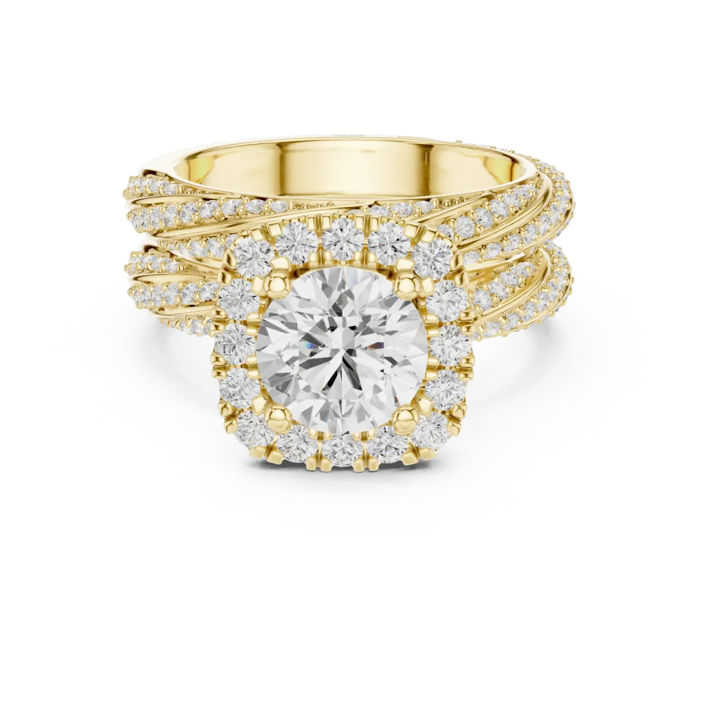 Luminary Round Brilliant Pavé Halo Solitaire Ring - Image 2