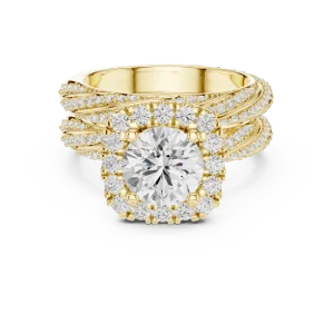 Luminary Round Brilliant Pavé Halo Solitaire Ring - Image 2