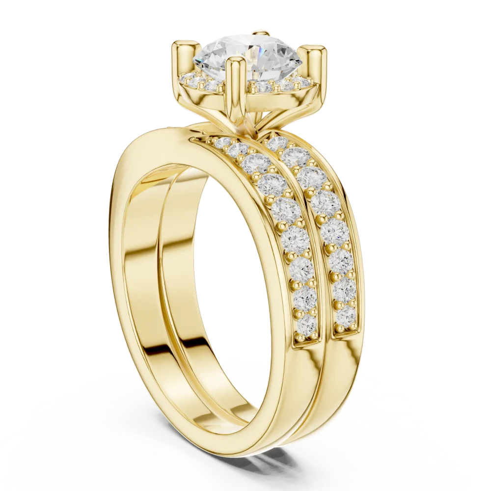 Luminary Round Brilliant Pavé Halo Solitaire Engagement Ring - Image 3
