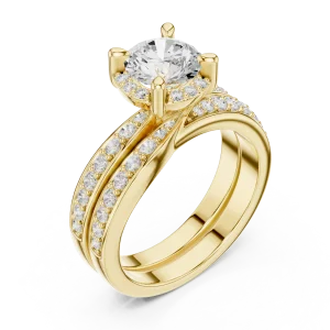 Luminary Round Brilliant Pavé Halo Solitaire Engagement Ring