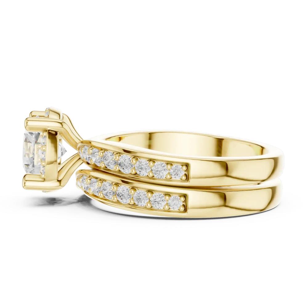Luminary Round Brilliant Pavé Halo Solitaire Engagement Ring - Image 4