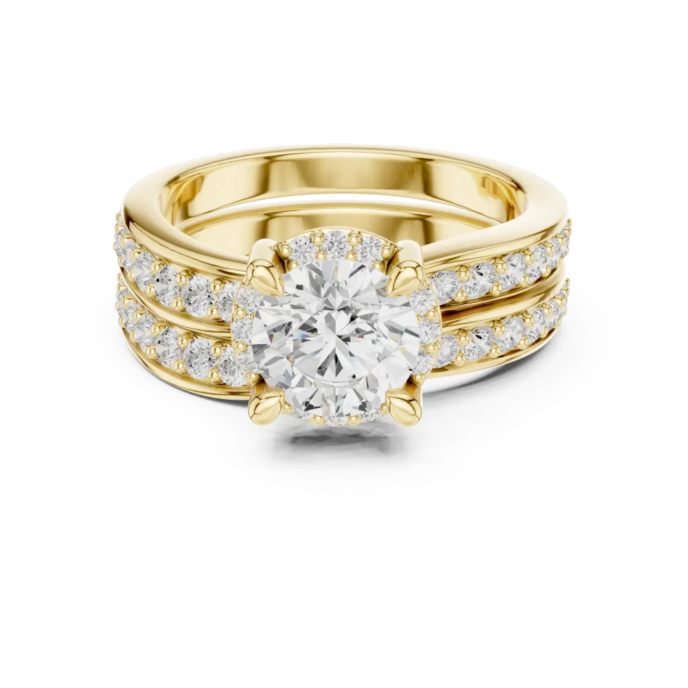 Luminary Round Brilliant Pavé Halo Solitaire Engagement Ring - Image 2