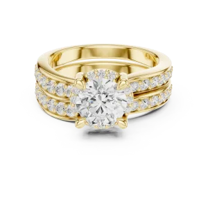 Luminary Round Brilliant Pavé Halo Solitaire Engagement Ring - Image 2