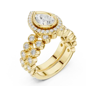Ethereal Pear Solitaire Halo Engagement Ring