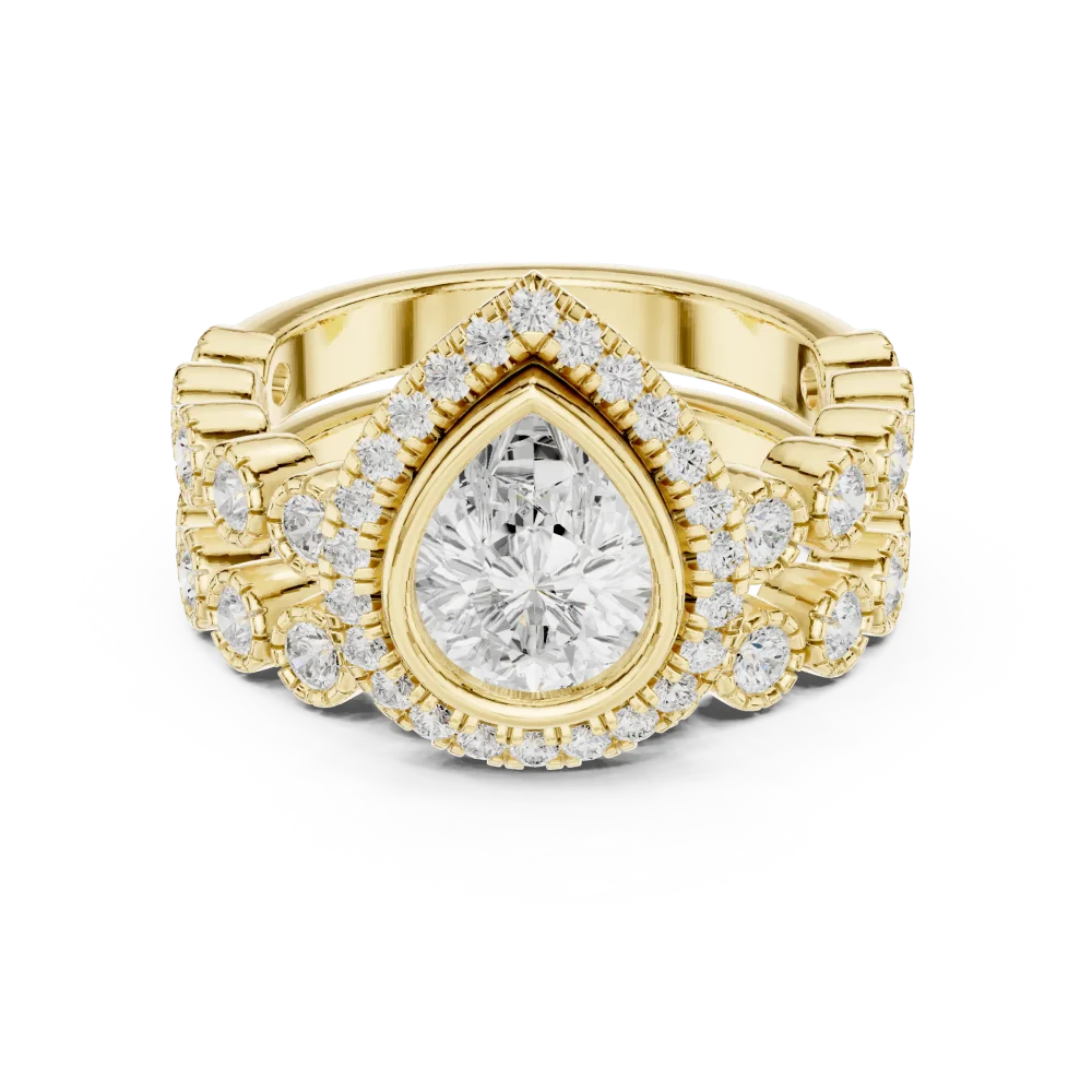 Ethereal Pear Solitaire Halo Engagement Ring - Image 2