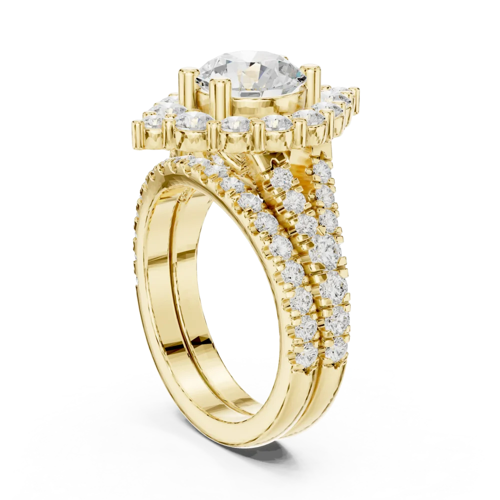 Luminary Round Brilliant Pavé Halo Solitaire Engagement Ring - Image 3