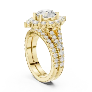Luminary Round Brilliant Pavé Halo Solitaire Engagement Ring - Image 3