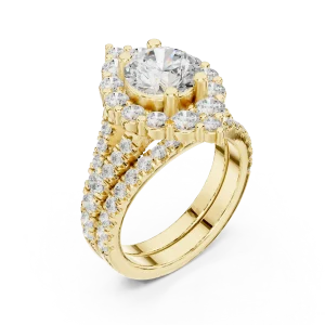 Luminary Round Brilliant Pavé Halo Solitaire Engagement Ring