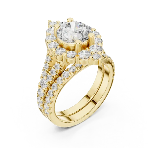 Luminary Round Brilliant Pavé Halo Solitaire Engagement Ring