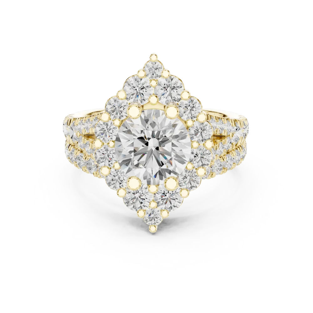 Luminary Round Brilliant Pavé Halo Solitaire Engagement Ring - Image 2