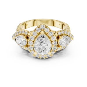 Luminary Pear Solitaire Three-Stone Pavé Engagement Ring - Image 2