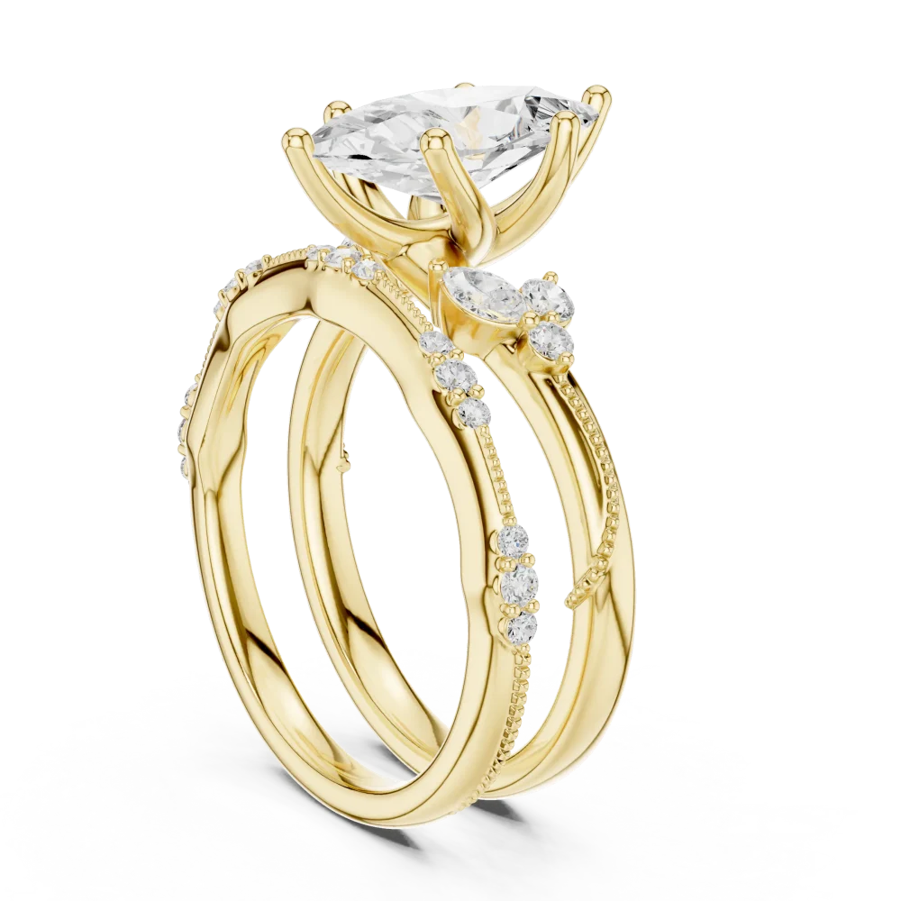 Ethereal Marquise Solitaire Engagement Ring with Pavé Accents - Image 3