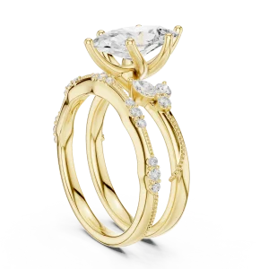 Ethereal Marquise Solitaire Engagement Ring with Pavé Accents - Image 3