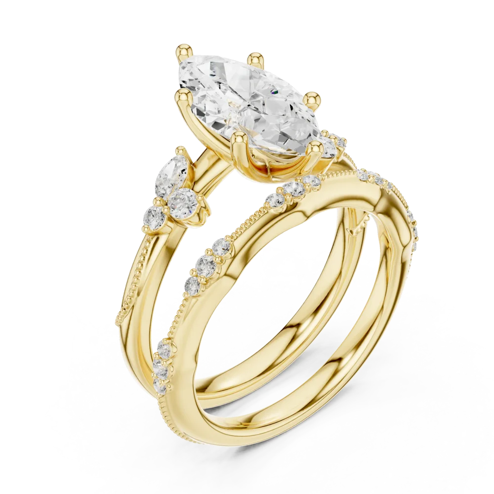 Experience the timeless elegance of this marquise Solitaire engagement ring, featuring shimmering DIAMEUR diamonds. Elevate your forever with luxury.