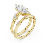 Ethereal Marquise Solitaire Engagement Ring with Pavé Accents