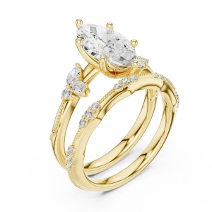 Ethereal Marquise Solitaire Engagement Ring with Pavé Accents