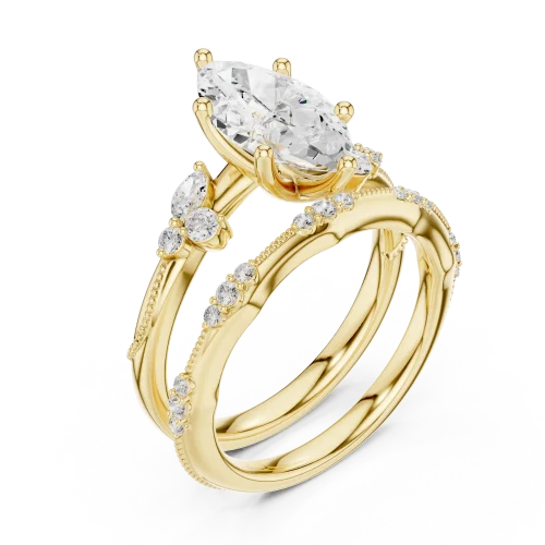 Ethereal Marquise Solitaire Engagement Ring with Pavé Accents