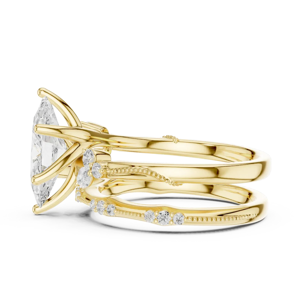 Ethereal Marquise Solitaire Engagement Ring with Pavé Accents - Image 5