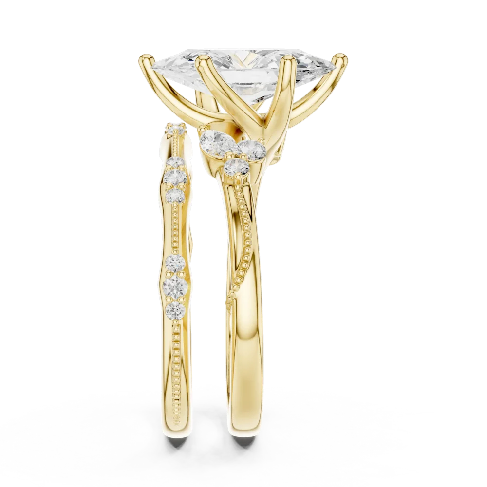 Ethereal Marquise Solitaire Engagement Ring with Pavé Accents - Image 4