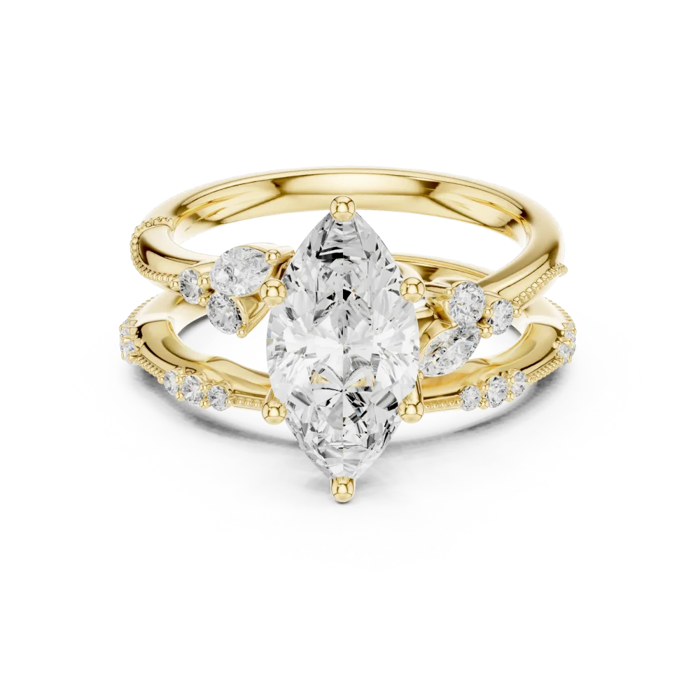 Ethereal Marquise Solitaire Engagement Ring with Pavé Accents - Image 2