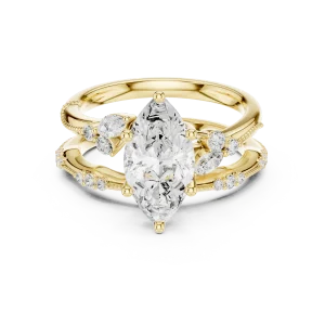 Ethereal Marquise Solitaire Engagement Ring with Pavé Accents - Image 2