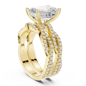 Ethereal Emerald Cut Solitaire Architecturally Pavé Ring - Image 3