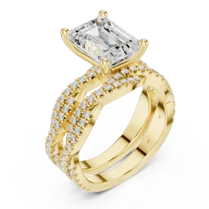 Ethereal Emerald Cut Solitaire Architecturally Pavé Ring